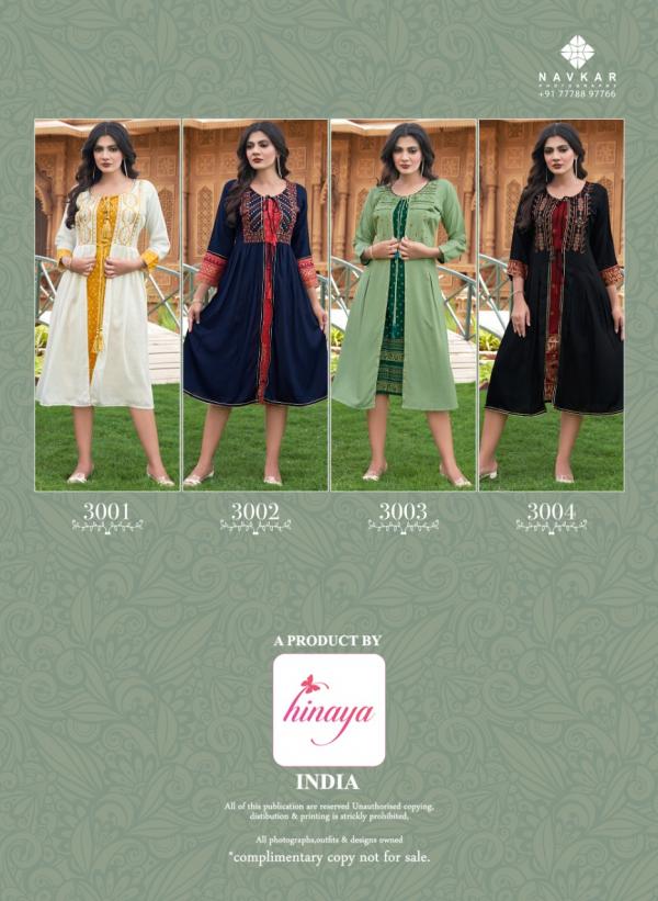 Hinaya Anaisha Rayon Designer Embroidery Kurti Collection